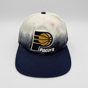 VTG Annco Indiana Pacers Hat Mens OS White Navy Fade Snapback NBA Basketball 90s